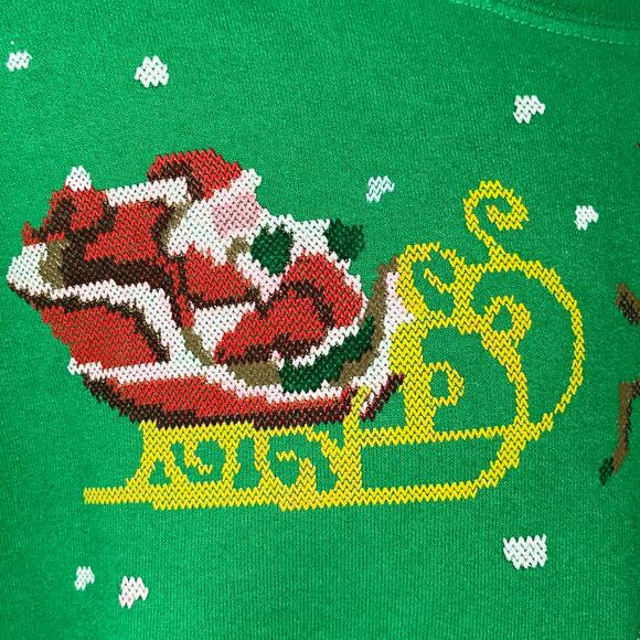 Gildan Christmas Village Faux Cross Stitch Ugly Holiday Sweatshirt Size XL - Picture 2 of 4